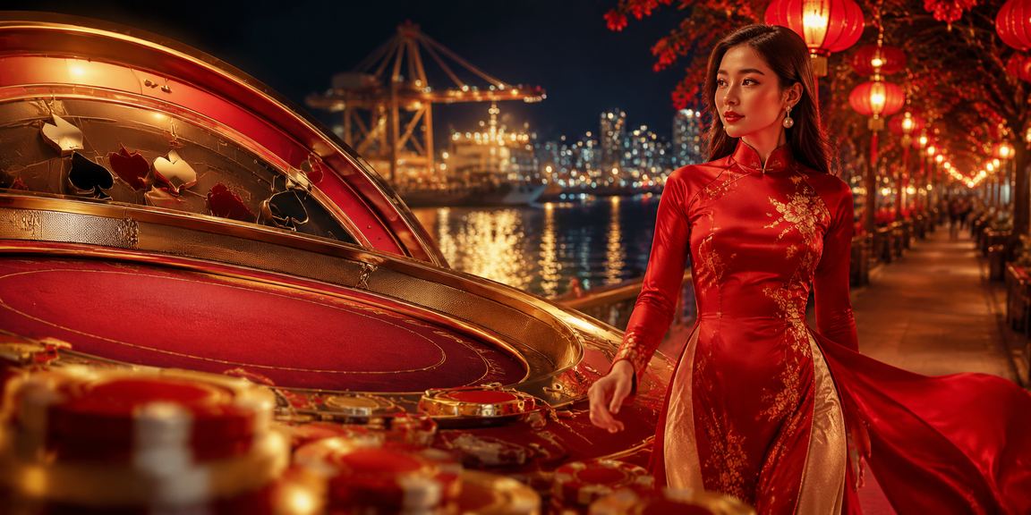 Người chơi tại Vũng Tàu mặc áo dài tham gia trò chơi bài trực tuyến trong không gian giải trí hiện đại